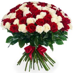 Букет из 101 красной и белой розы Обожание