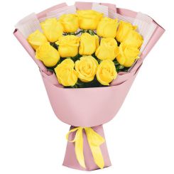 Искры надежды букет из 15 желтых роз
